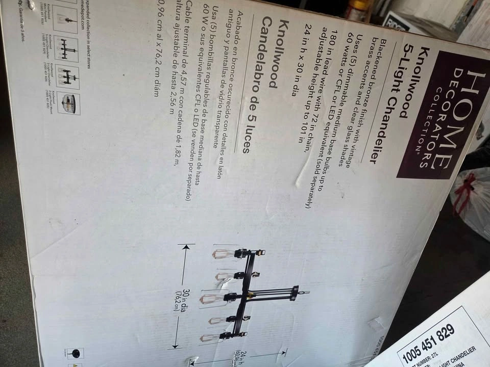 $90 Home Decorations 30in 5 light chandelier - photo 3