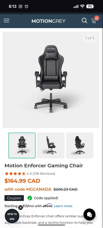 Motion Grey Enforcer Gaming Chair - Move out sale - photo 3
