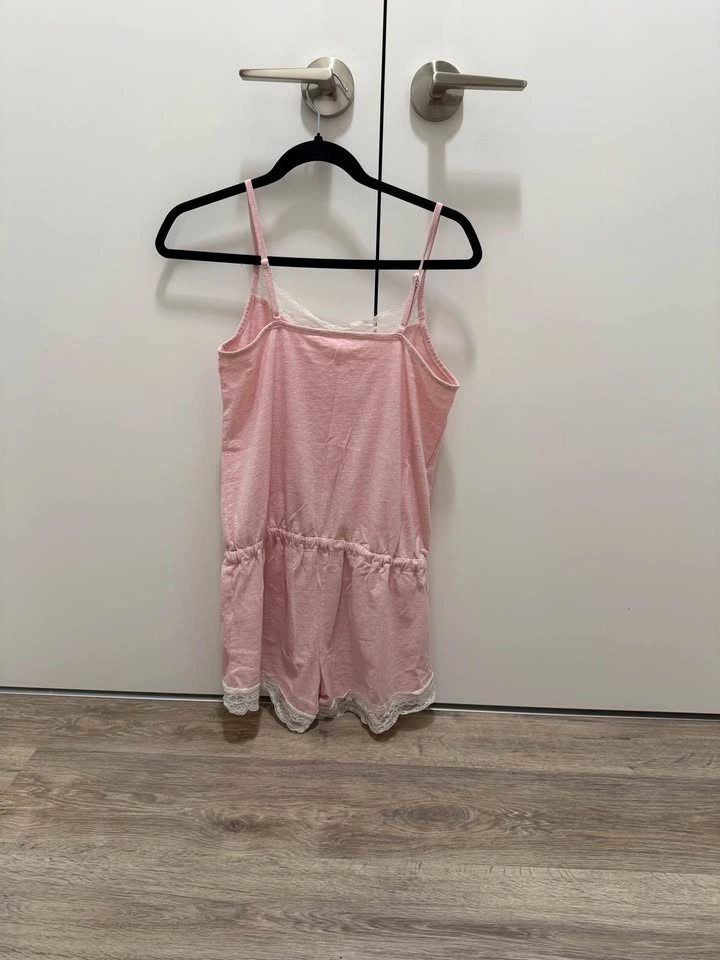 Pink Lace Trim Sleep Romper - photo 2