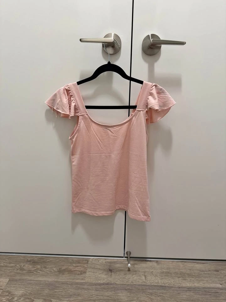 Pink Flutter Sleeve Tank Top