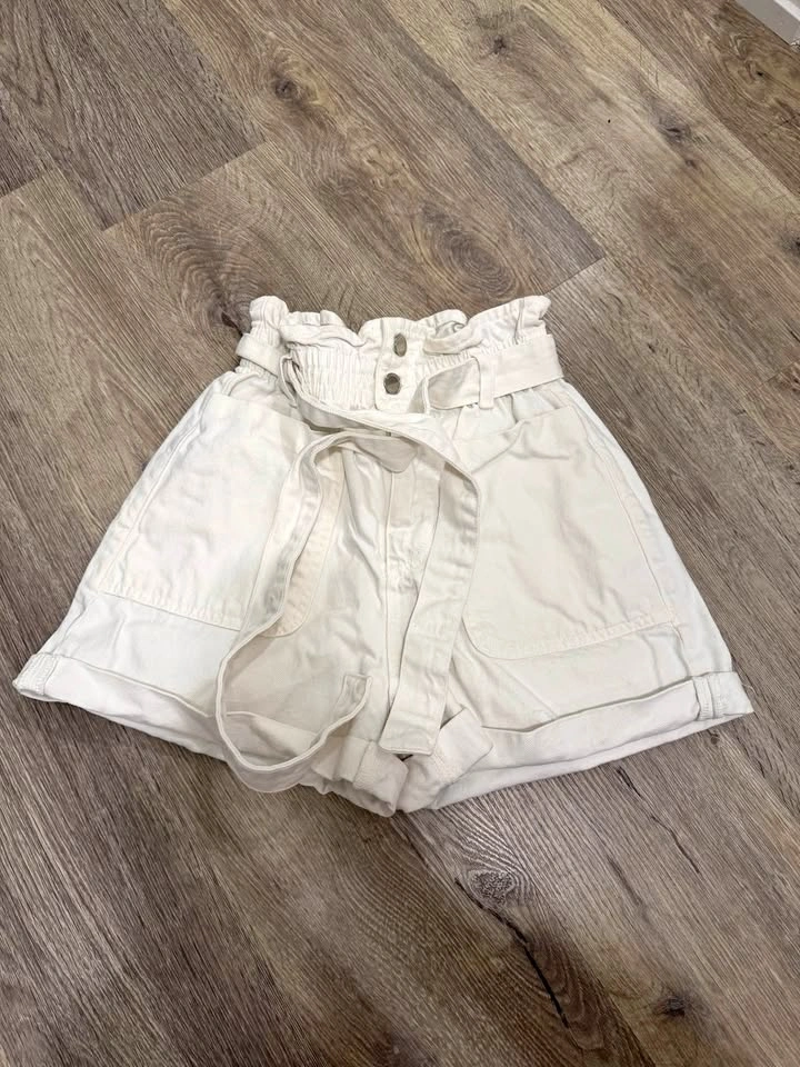 Zara Paperbag Waist Denim Shorts