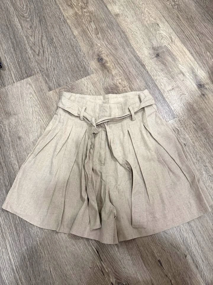 Zara Linen Blend Belted Shorts