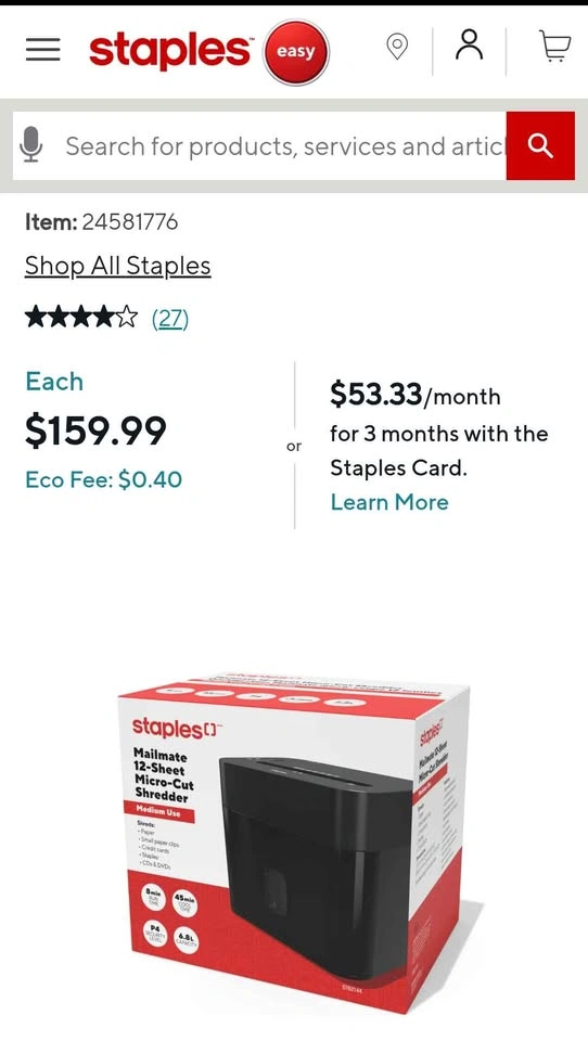 Staples Mailmate 12-Sheet Micro-Cut Shredder - photo 5