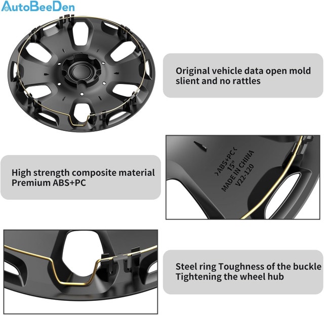 NEW 4-Pack Hubcaps for Ford CEG/MTD 2010-2013 15" Steel Black - photo 2