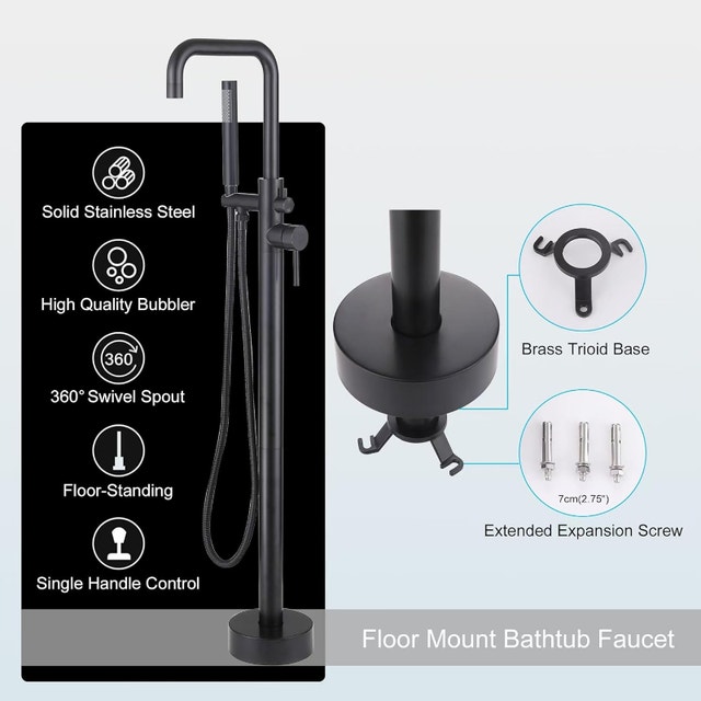 NEW Floor Mounted Freestanding Bathtub Faucet w/ Handheld Shower - photo 5