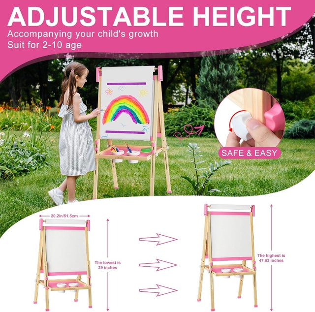 New Adjustable Easel for Kids Magnetic White/Chalk Board w/Paper - photo 3