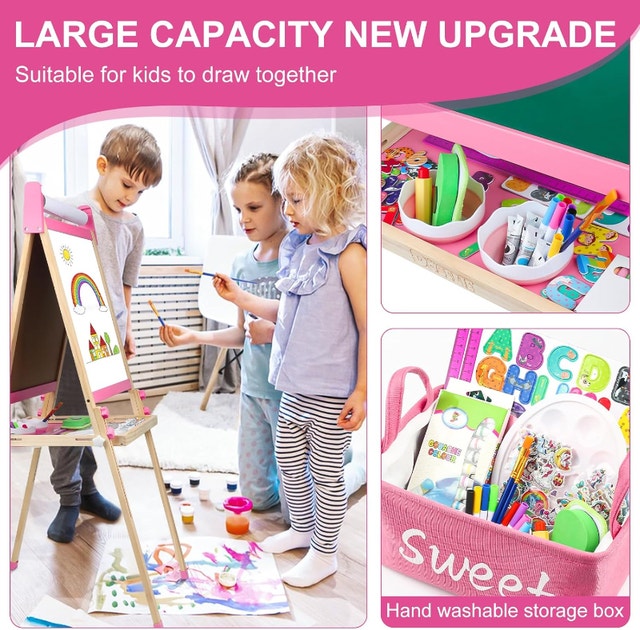 New Adjustable Easel for Kids Magnetic White/Chalk Board w/Paper - photo 5