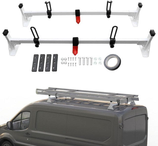 NEW Vantech Carbon Steel Double Pole 2-Bar Roof Ladder Rack - photo 2