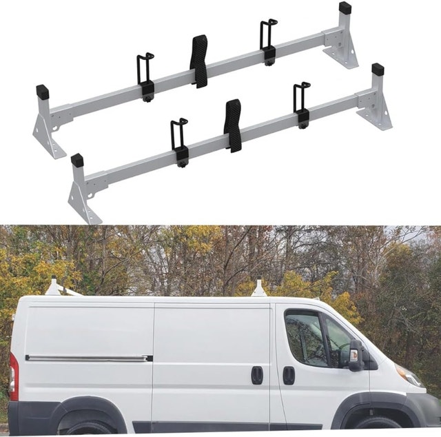 NEW Vantech Carbon Steel Double Pole 2-Bar Roof Ladder Rack - photo 3