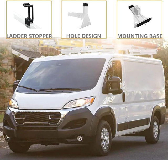 NEW Vantech Carbon Steel Double Pole 2-Bar Roof Ladder Rack - photo 4