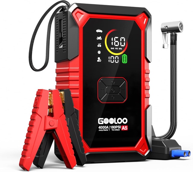 Jump Starter/Air Compressor Battery Booster 160PSI Tire Inflator
