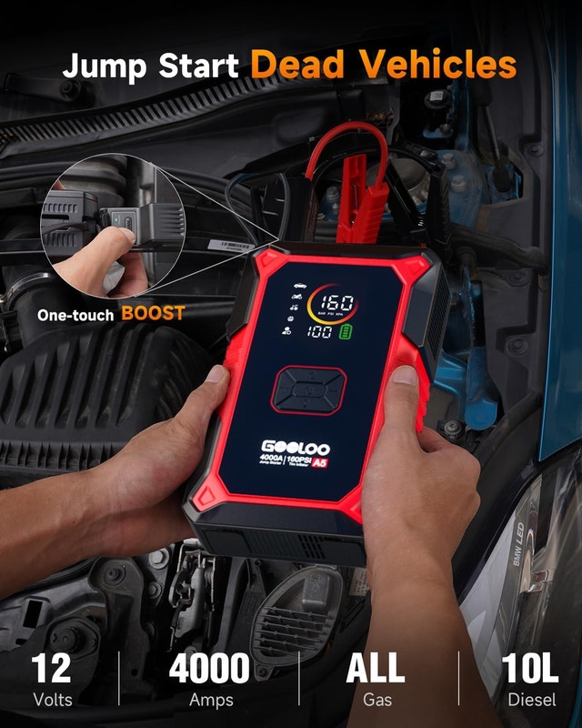 Jump Starter/Air Compressor Battery Booster 160PSI Tire Inflator - photo 4
