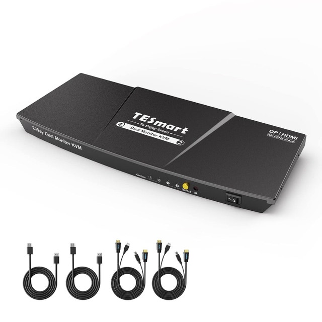 Displayport/HDMI KVM Switch 2 Monitors 2 Computers UHD 4K@60Hz