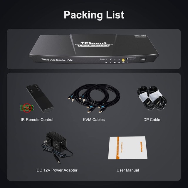 Displayport/HDMI KVM Switch 2 Monitors 2 Computers UHD 4K@60Hz - photo 2