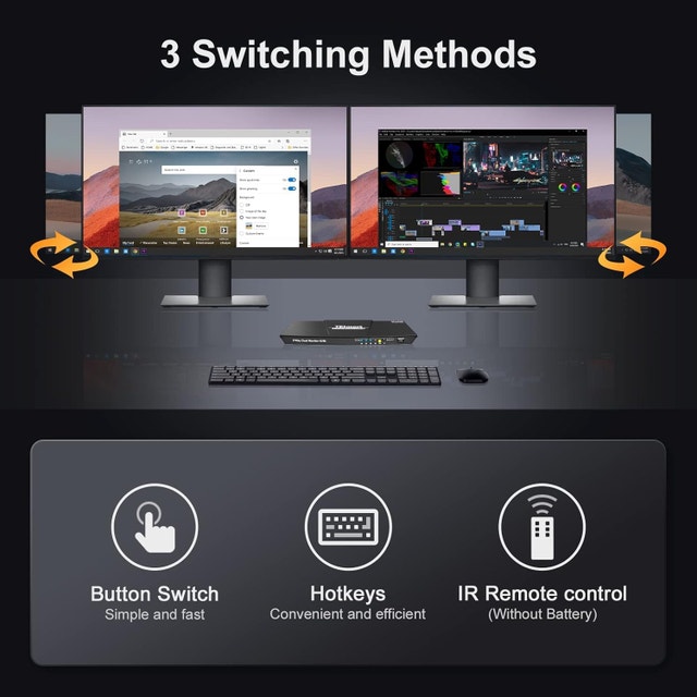 Displayport/HDMI KVM Switch 2 Monitors 2 Computers UHD 4K@60Hz - photo 5