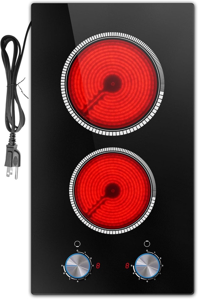 NEW 2 Burner Electric Cooktop Countertop Stove Top 12” w/Timer