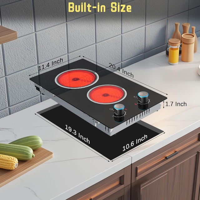 NEW 2 Burner Electric Cooktop Countertop Stove Top 12” w/Timer - photo 3