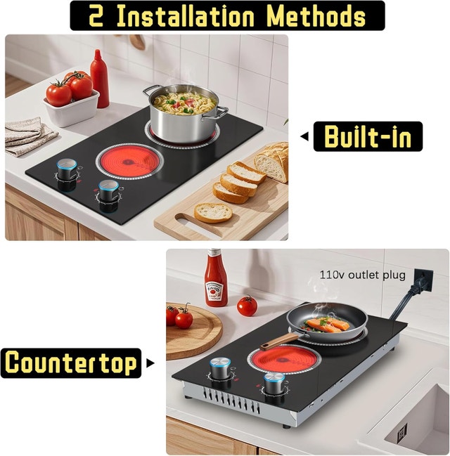 NEW 2 Burner Electric Cooktop Countertop Stove Top 12” w/Timer - photo 5