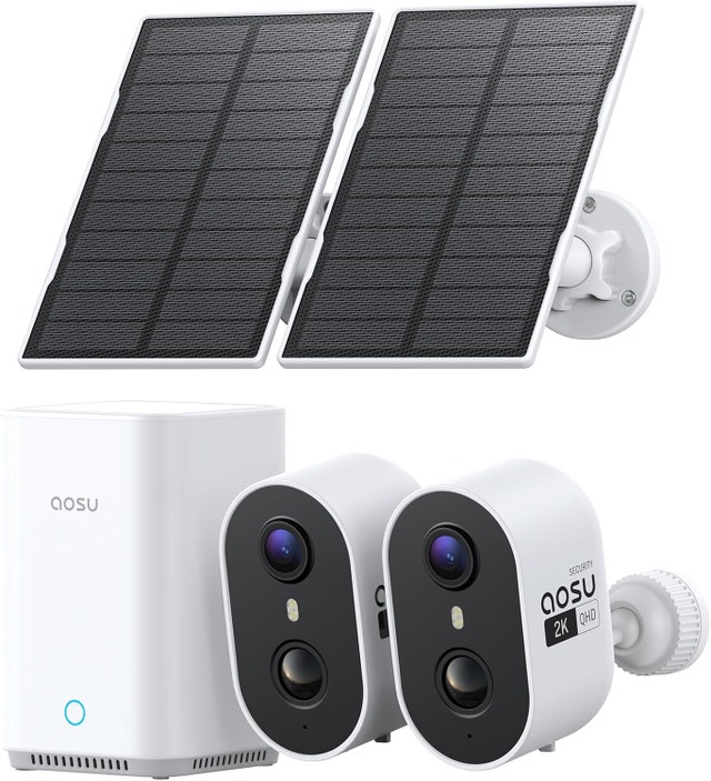 NEW 2 Security Cameras Outdoor Wireless Solar Color Night Vision