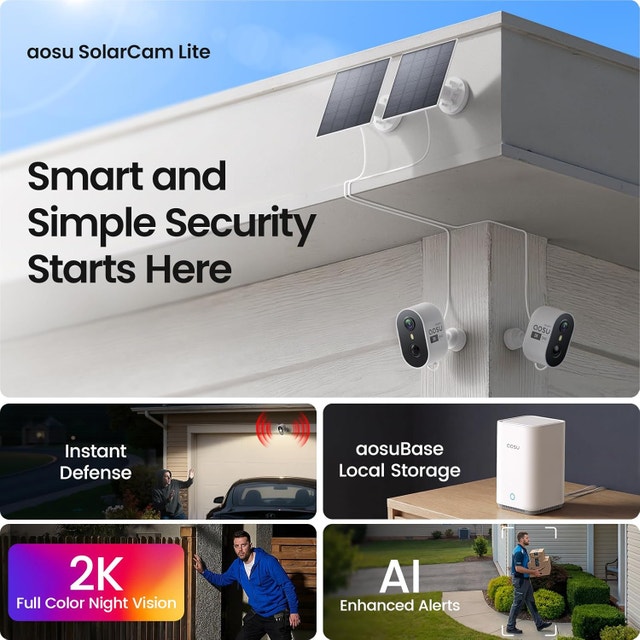 NEW 2 Security Cameras Outdoor Wireless Solar Color Night Vision - photo 3