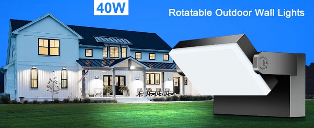 NEW Outdoor Security Wall Lights x2, 360° rotatable, 6000K, 40W - photo 3