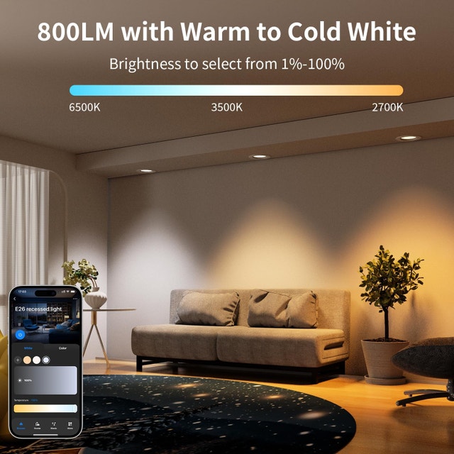 NEW E26 LED Recessed Pot Lights 4” 6-pack Smart Bluetooth Wi-Fi - photo 4
