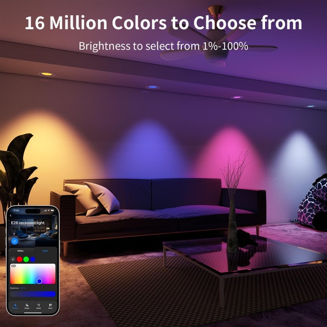 NEW E26 LED Recessed Pot Lights 4” 6-pack Smart Bluetooth Wi-Fi - photo 5