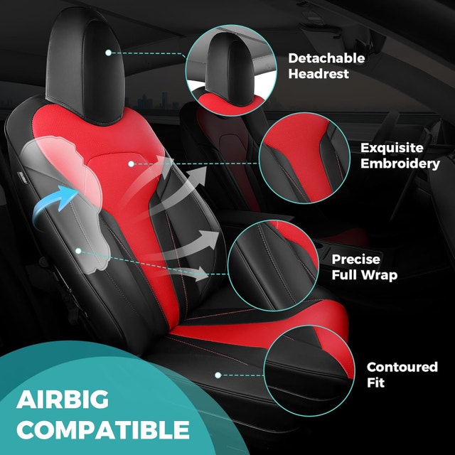 NEW Tesla Model Y 2020-24 7-Seater Seat Covers 3 Rows (BlackRed) - photo 4