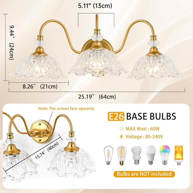 NEW Vintage Bathroom Vanity Light, Vintage Matte Antique Brass - photo 3