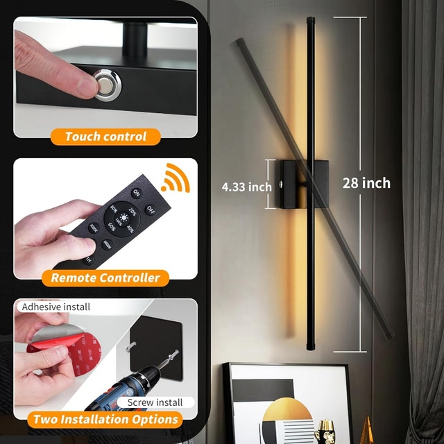 NEW Battery Wireless Remote Control Dimmable Wall Sconces 2 pack - photo 2