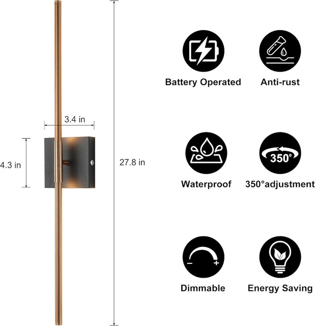 NEW Battery Wireless Remote Control Dimmable Wall Sconces 2 pack - photo 4