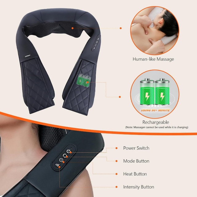 New Cordless Deep Tissue Shiatsu Back & Neck Massager w/ Heat - photo 4