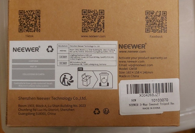New, unopened NEEWER 3 Way Geared Tripod Head, DSLR & others - photo 4