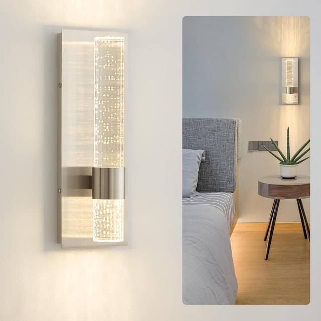 NEW Indoor LED Wall Sconce Acrylic Crystal Wired Light (nickel) - photo 4