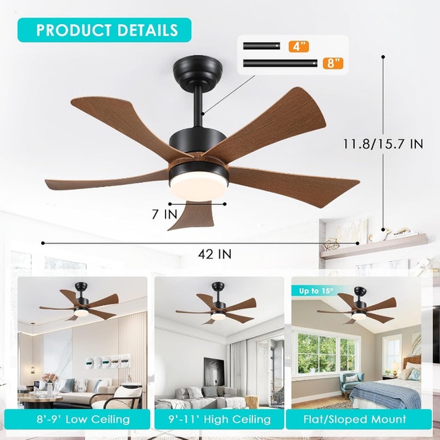 NEW 42 Inch Ceiling Fan w/ Dimmable Lights & Remote/APP Control - photo 3