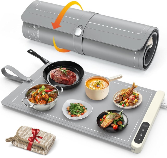 NEW Portable Electric Food Warming Mat Tray 6 Temps/6 Hrs Timer