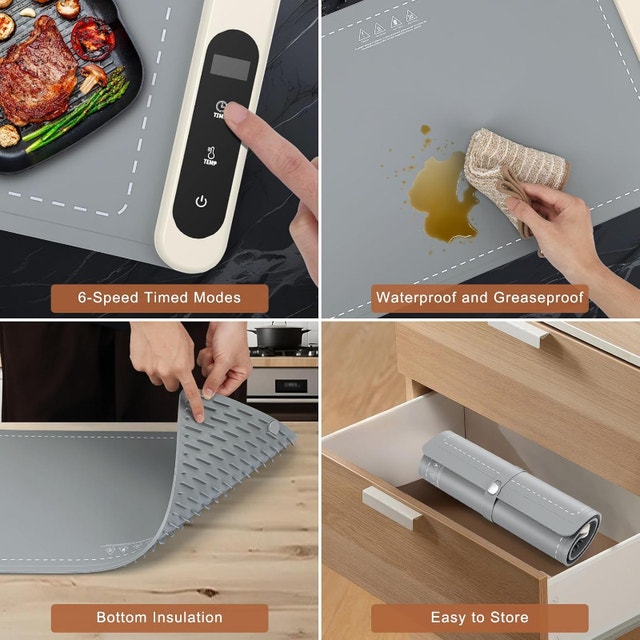 NEW Portable Electric Food Warming Mat Tray 6 Temps/6 Hrs Timer - photo 2