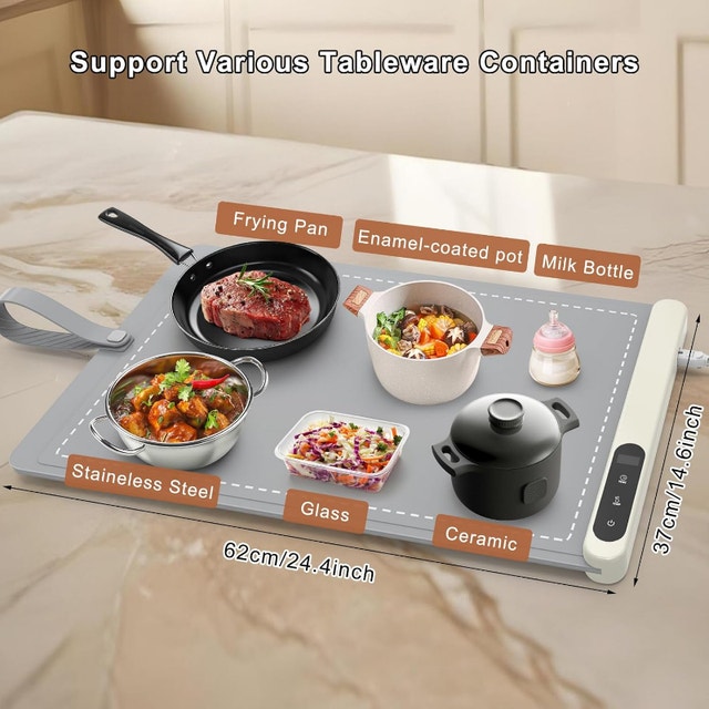 NEW Portable Electric Food Warming Mat Tray 6 Temps/6 Hrs Timer - photo 3
