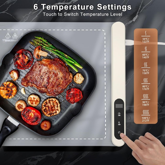 NEW Portable Electric Food Warming Mat Tray 6 Temps/6 Hrs Timer - photo 4