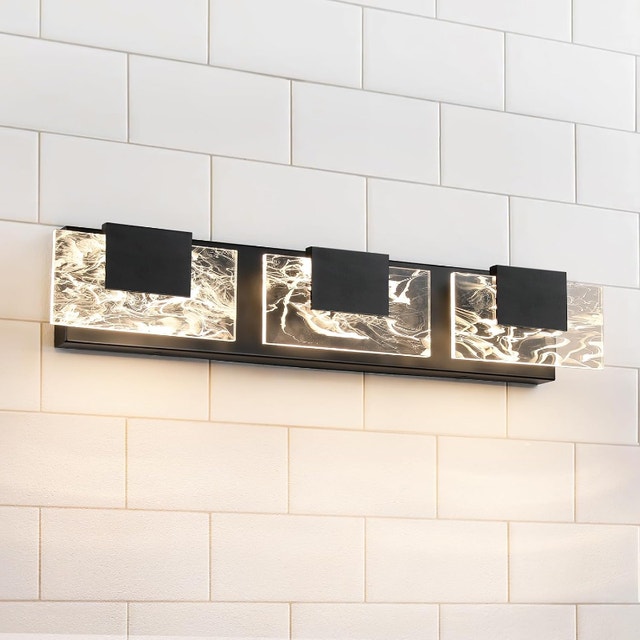 NEW Vanity Light 24” Matte Black Acrylic 3000K, Smoke Effect