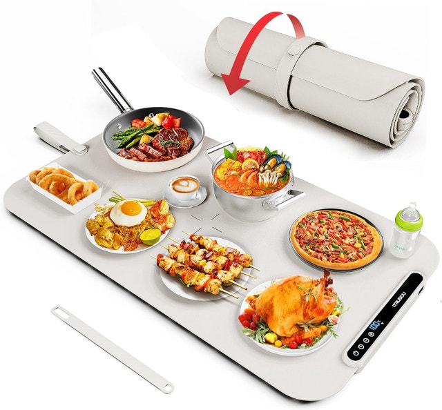 NEW Portable Electric Food Warming Mat Tray 7 Temps/8 Hrs Timer