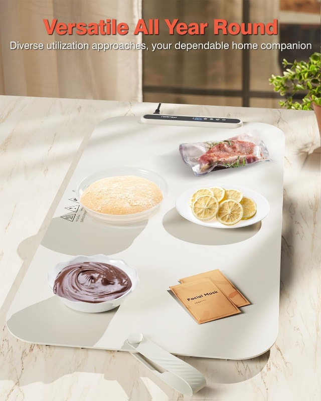 NEW Portable Electric Food Warming Mat Tray 7 Temps/8 Hrs Timer - photo 5