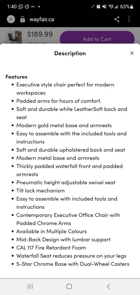 6 Modern Black & Gold Executive Office Chairs - photo 5