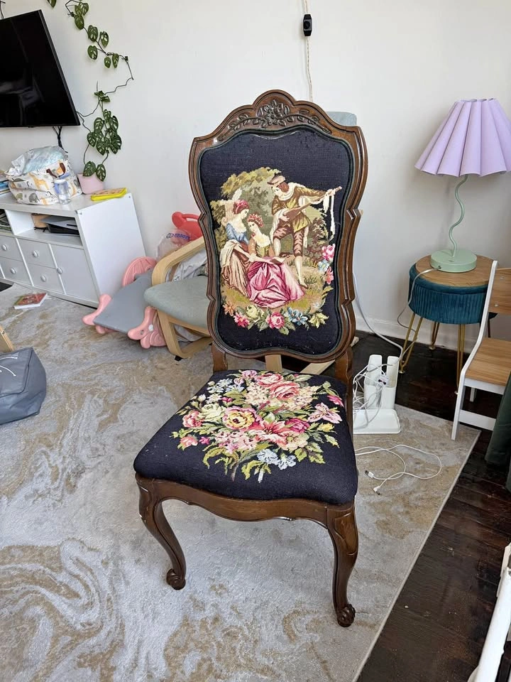 Vintage Needlepoint Accent Chair - French Provincial Style