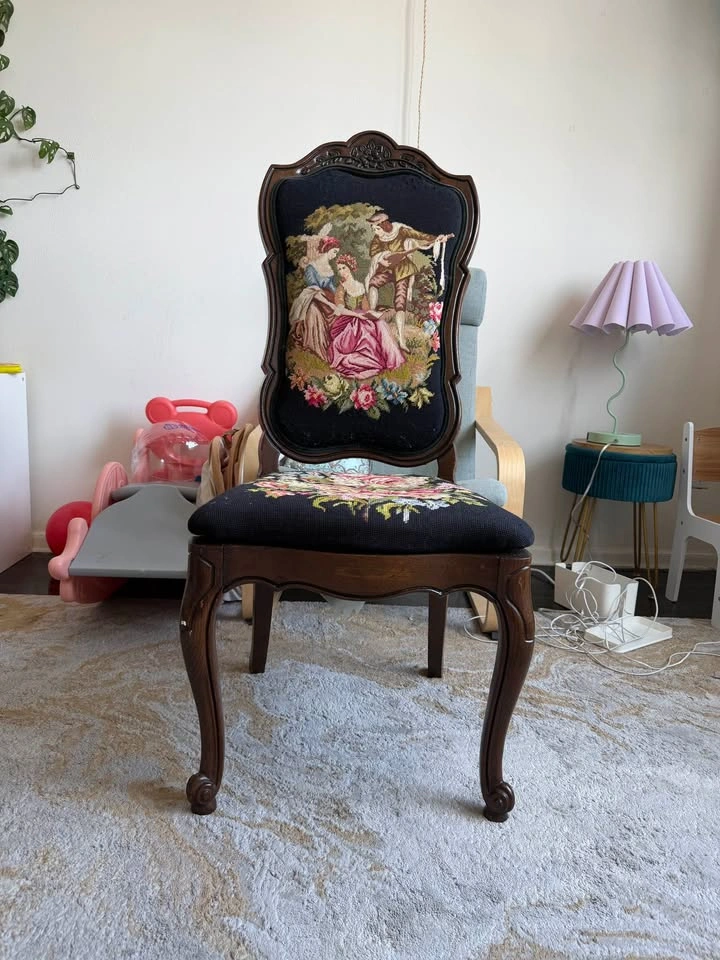 Vintage Needlepoint Accent Chair - French Provincial Style - photo 3