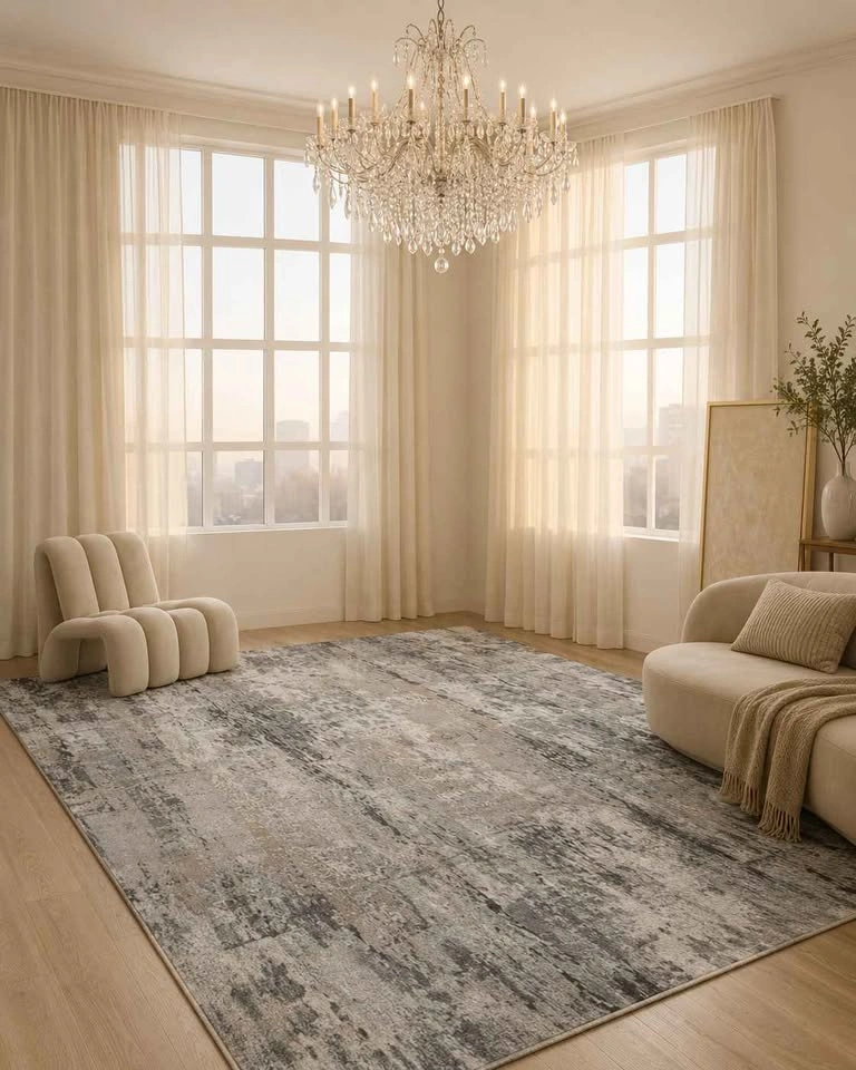 9x12 Bharcoal Abstract Washable Rug - photo 2