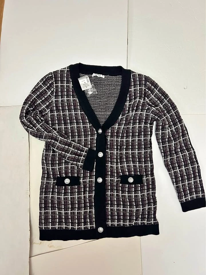 BNWT Black & White Tweed Cardigan – Size S