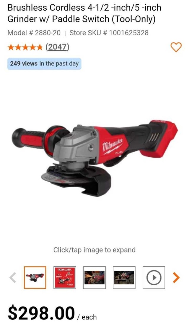 Brushless Cordless 4-1/2 & 5 inch Grinder w/ Paddle Switch