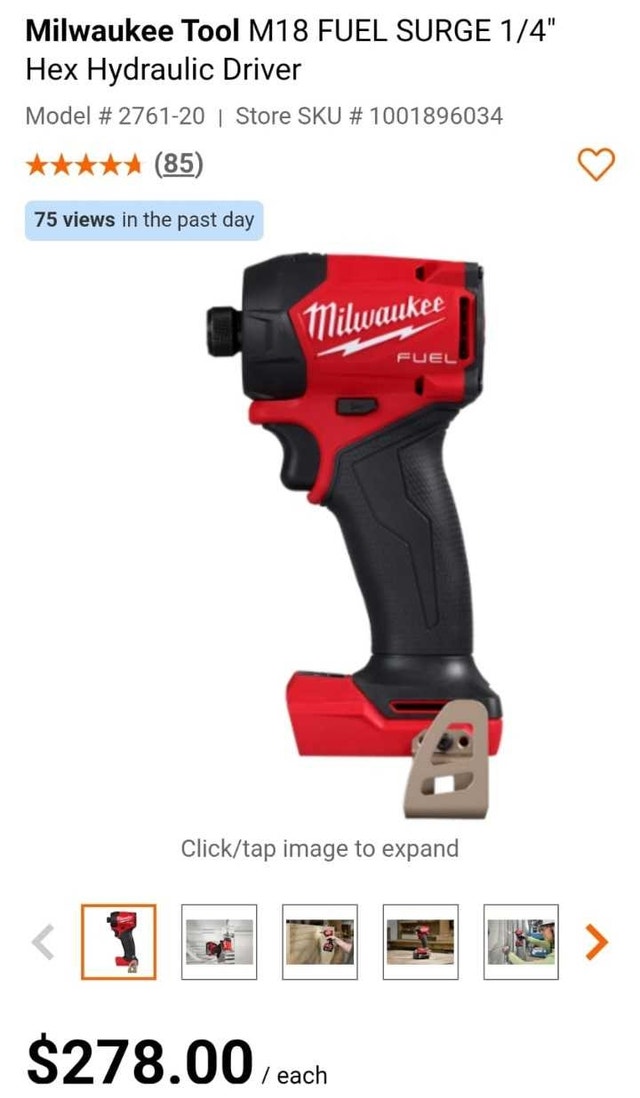 Milwaukee M18 FUEL SURGE 1/4 Hex Hydraulic Driver