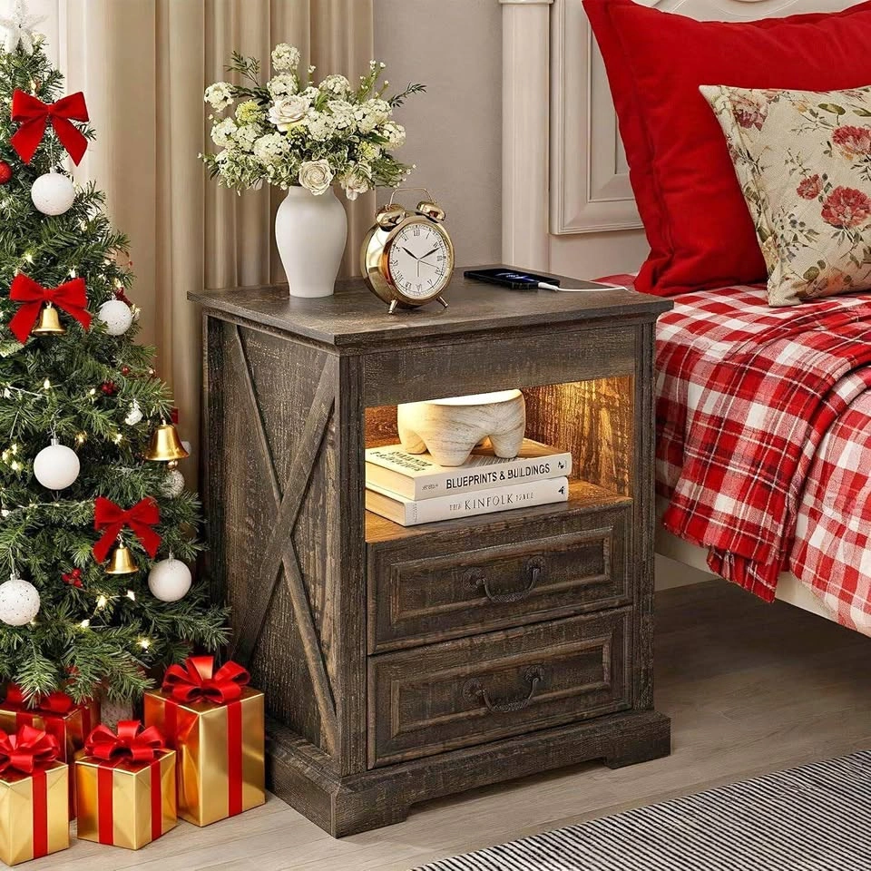 Farmhouse Nightstand with Gun Drawer
